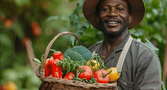 Farmer holding fresh produce